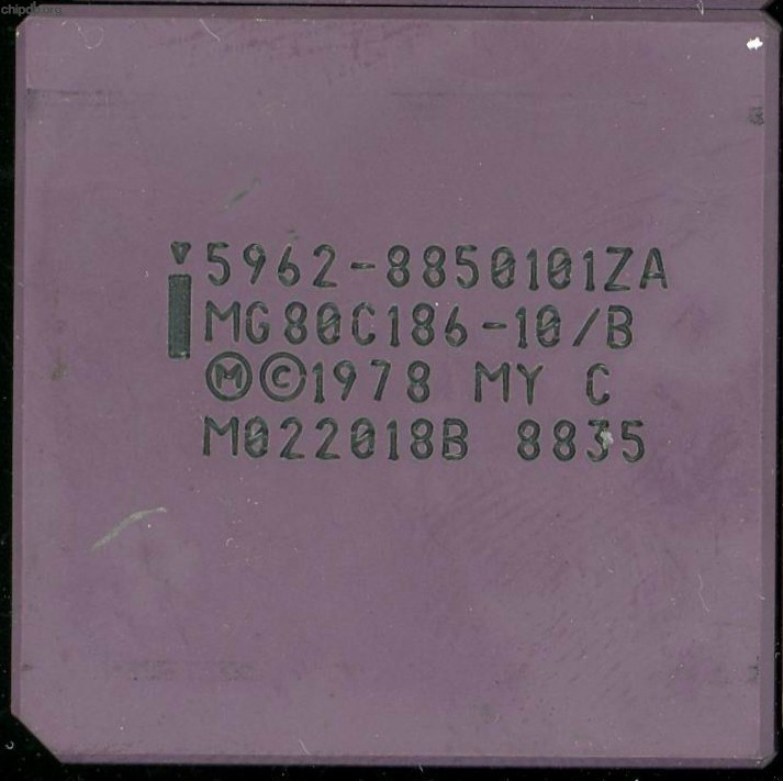 Intel MG80C186-10/B 5962-8850101ZA diff print
