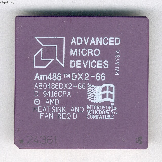 AMD A80486DX2-66 Heatsink & Fan MALAYSIA diff print