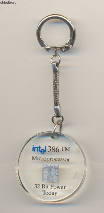 Intel keychain Intel 386 "32 Bit Power Today"