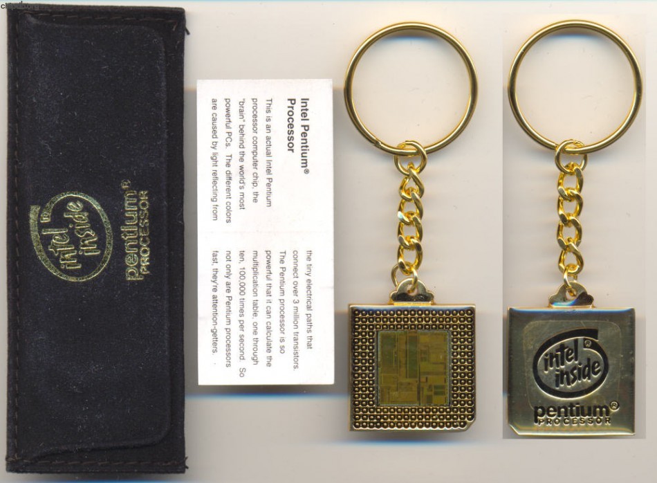 Intel keychain Pentium 60 gold with bag