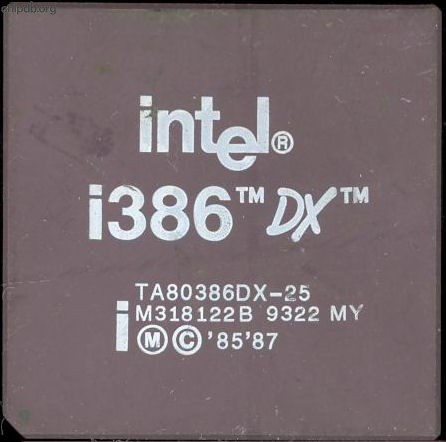 Intel TA80386DX-25 diff logo