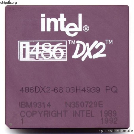 Intel 486DX2-66 03H4939 Made by IBM printed