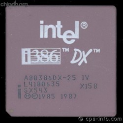 Intel A80386DX-25 IV SX543 X158