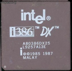 Intel A80386DX25 white print