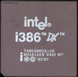 Intel TA80386DX-25 diff logo