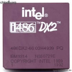 Intel 486DX2-66 03H4939 Made by IBM printed