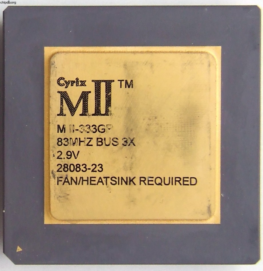 Cyrix MII-333GP 83 MHz bus small logo