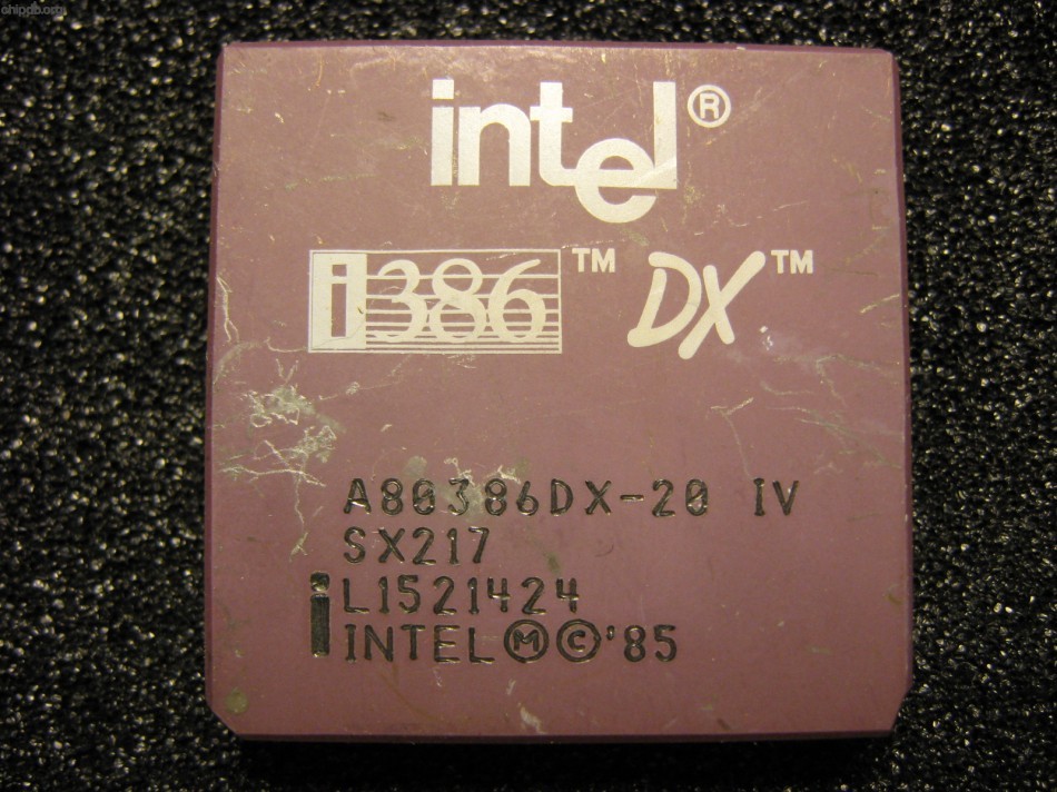 Intel A80386DX-20 IV SX217 DX logo