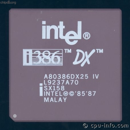 Intel A80386DX25 IV SX158 white print