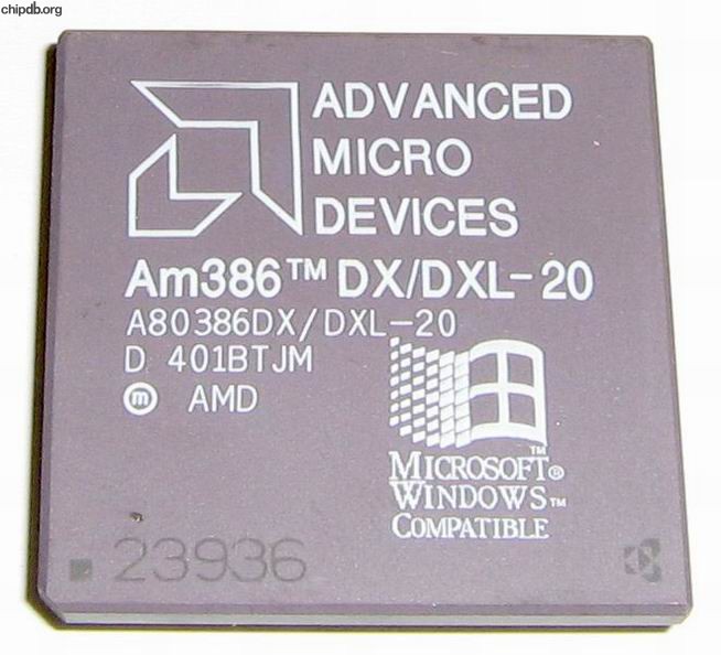 AMD A80386DX/DXL-20 rev D Windows logo