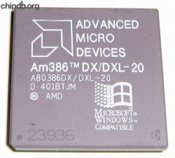 AMD A80386DX/DXL-20 rev D Windows logo AMD A80386DX/DXL-20 rev D Windows logo